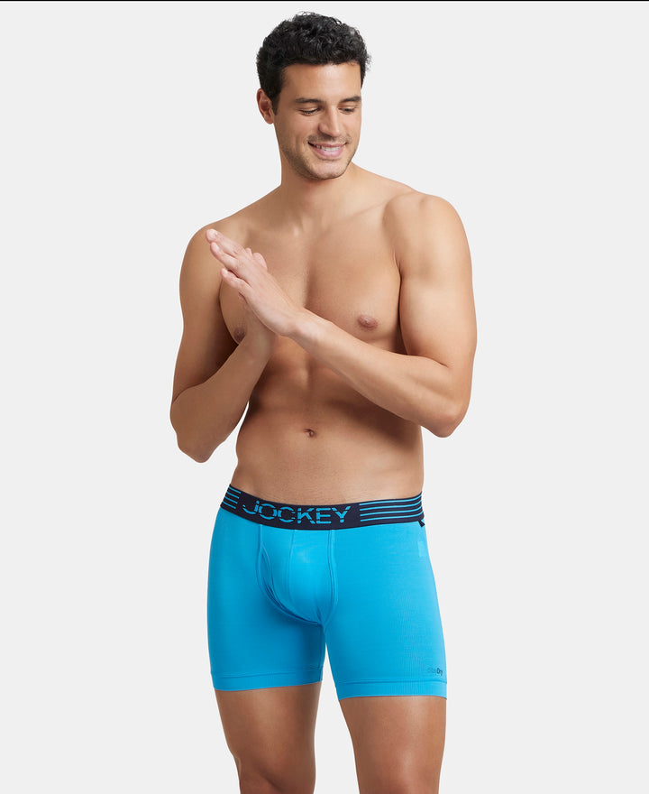 Microfiber Mesh Elastane Stretch Performance Boxer Brief with StayDry Technology - Tropical Sea