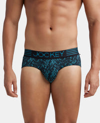 Microfiber Mesh Elastane Stretch Printed Performance Brief with StayDry Technology - Ocean Depth