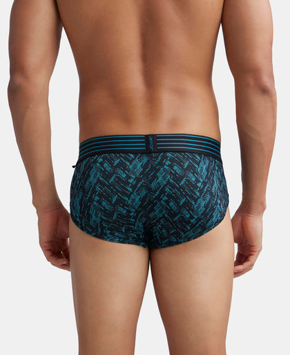 Microfiber Mesh Elastane Stretch Printed Performance Brief with StayDry Technology - Ocean Depth