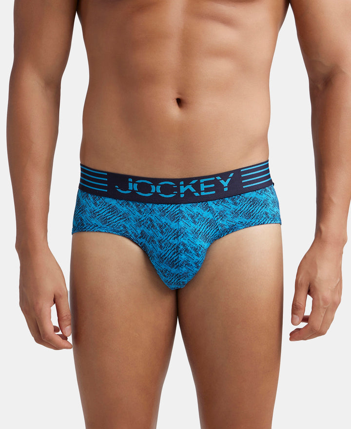 Microfiber Mesh Elastane Stretch Printed Performance Brief with StayDry Technology - Tropical Sea