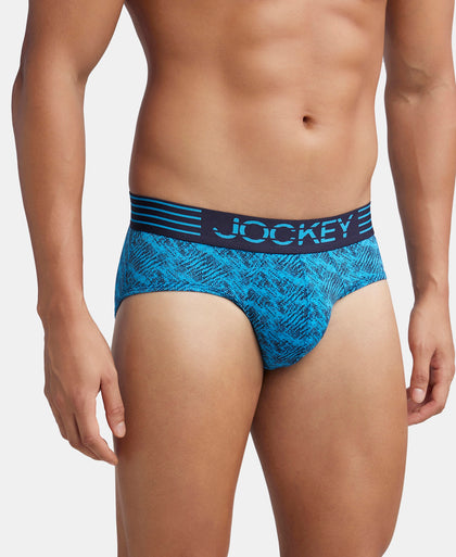 Microfiber Mesh Elastane Stretch Printed Performance Brief with StayDry Technology - Tropical Sea