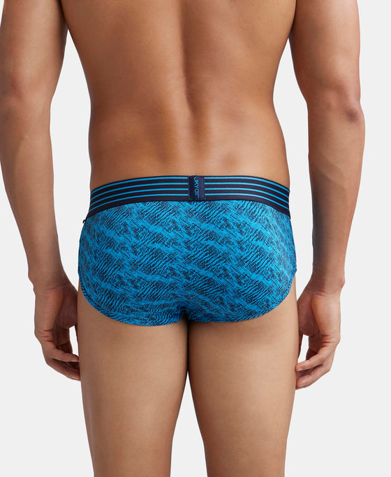 Microfiber Mesh Elastane Stretch Printed Performance Brief with StayDry Technology - Tropical Sea