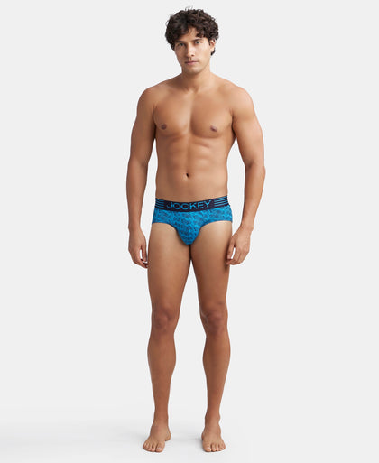 Microfiber Mesh Elastane Stretch Printed Performance Brief with StayDry Technology - Tropical Sea