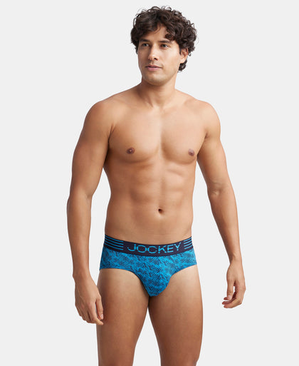 Microfiber Mesh Elastane Stretch Printed Performance Brief with StayDry Technology - Tropical Sea