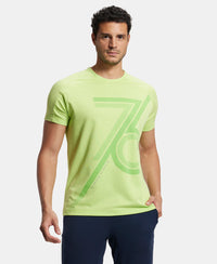 Super Combed Cotton Blend Graphic Printed Round Neck Half Sleeve T-Shirt with Stay Fresh Treatment - Green Glow Printed