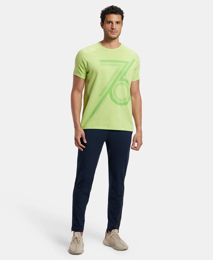 Super Combed Cotton Blend Graphic Printed Round Neck Half Sleeve T-Shirt with Stay Fresh Treatment - Green Glow Printed