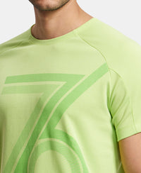 Super Combed Cotton Blend Graphic Printed Round Neck Half Sleeve T-Shirt with Stay Fresh Treatment - Green Glow Printed