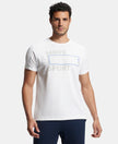 Super Combed Cotton Blend Graphic Printed Round Neck Half Sleeve T-Shirt with Stay Fresh Treatment - White Printed