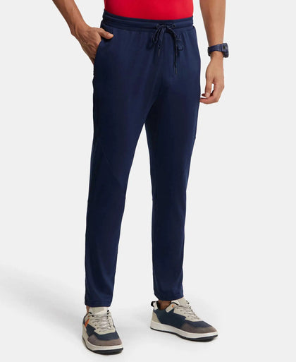 Microfiber Elastane Stretch Trackpant with Zipper Pockets and StayFresh Treatment - Navy-2