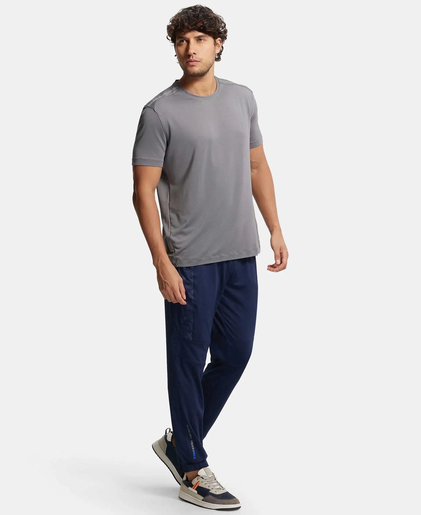 Microfiber Elastane Stretch Jogger with Zipper Pockets and StayDry Treatment - Navy-4