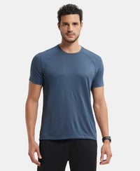 Microfiber Fabric Round Neck Half Sleeve T-Shirt with Breathable Mesh - Mid Night Navy-1