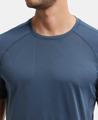 Microfiber Fabric Round Neck Half Sleeve T-Shirt with Breathable Mesh - Mid Night Navy-7