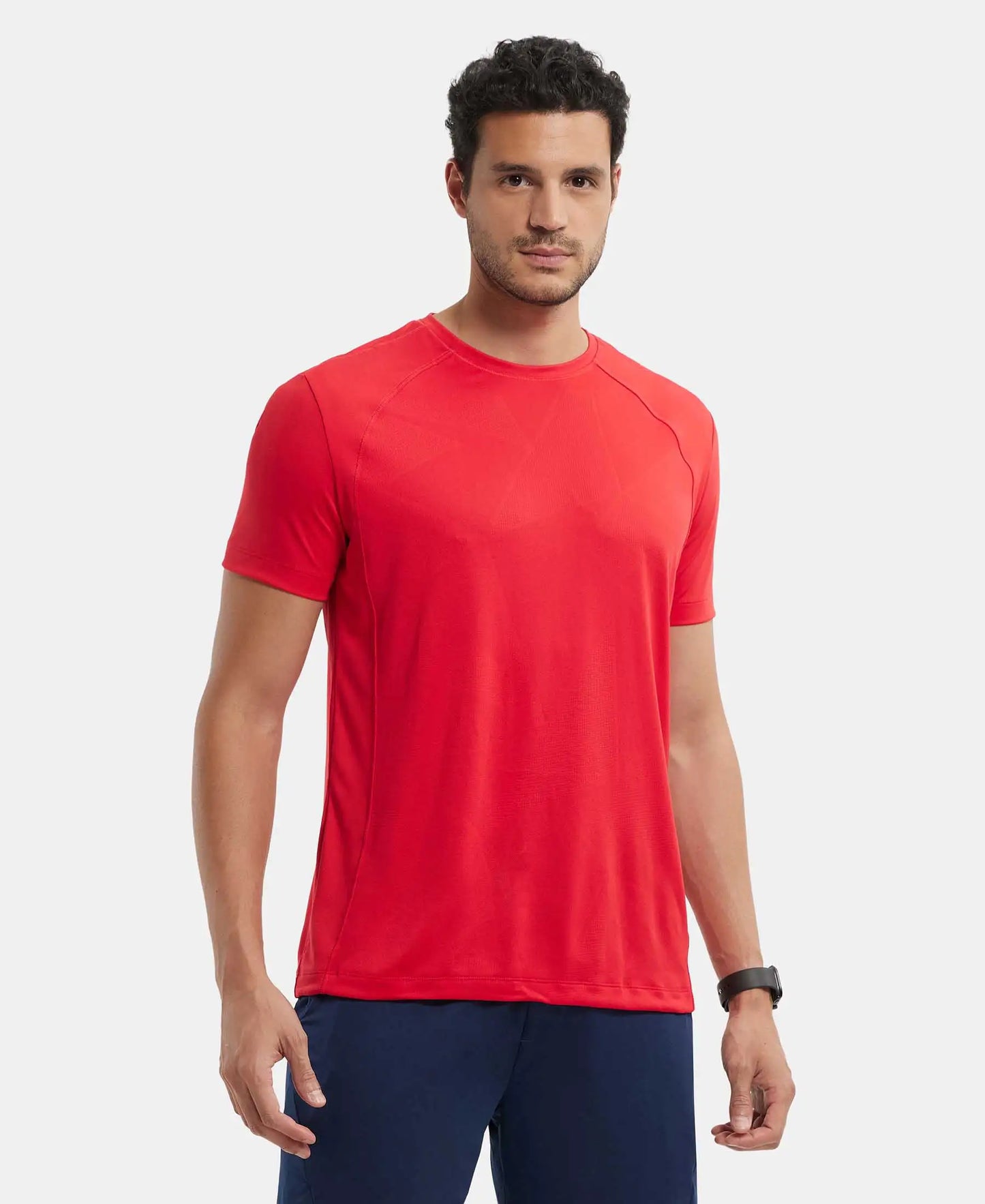 Microfiber Fabric Round Neck Half Sleeve T-Shirt with Breathable Mesh - Team Red-2