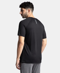 Lightweight Microfiber Solid Round Neck Half Sleeve T-Shirt with Breathable Mesh - Black