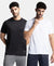 Pack of 2 Lightweight Microfiber Solid Round Neck Half Sleeve T-Shirt with Breathable Mesh - White & Black