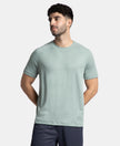 Lightweight Microfiber Solid Round Neck Half Sleeve T-Shirt with Breathable Mesh - Iceberg Green