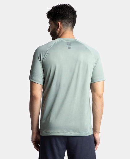 Lightweight Microfiber Solid Round Neck Half Sleeve T-Shirt with Breathable Mesh - Iceberg Green