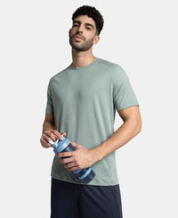 Pack of 2 Lightweight Microfiber Solid Round Neck Half Sleeve T-Shirt with Breathable Mesh - Navy & Iceberg Green