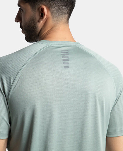 Lightweight Microfiber Solid Round Neck Half Sleeve T-Shirt with Breathable Mesh - Iceberg Green