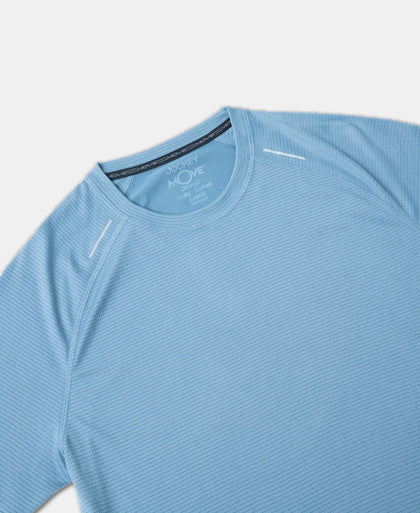 Lightweight Microfiber Solid Round Neck Half Sleeve T-Shirt with Breathable Mesh - Provincial Blue