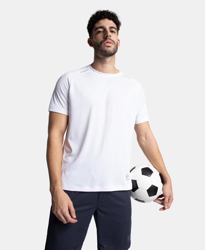 Pack of 2 Lightweight Microfiber Solid Round Neck Half Sleeve T-Shirt with Breathable Mesh - White & Black