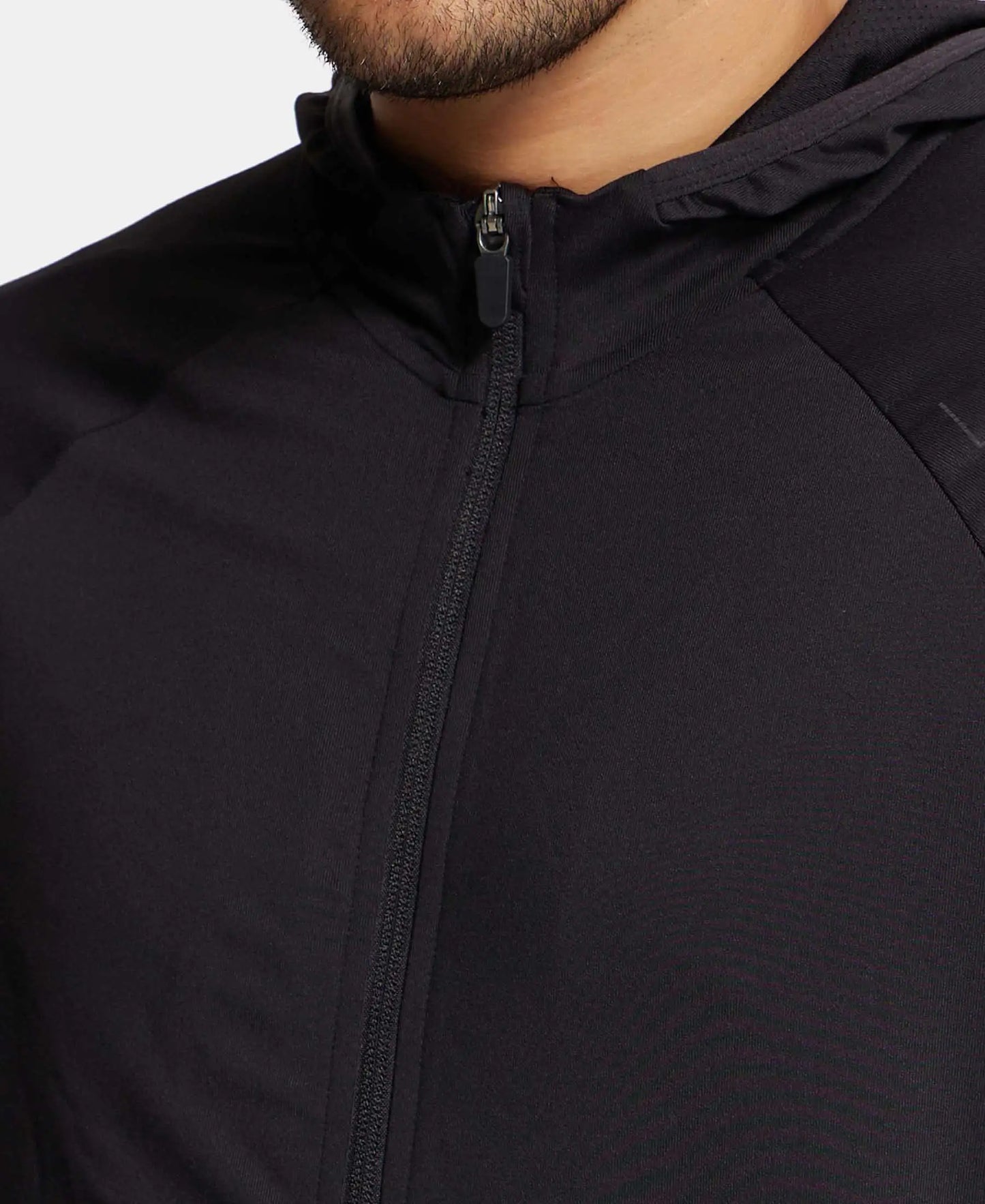 Microfiber Elastane Stretch Performance Hoodie Jacket with StayDry and StayFresh Technology - Black-7