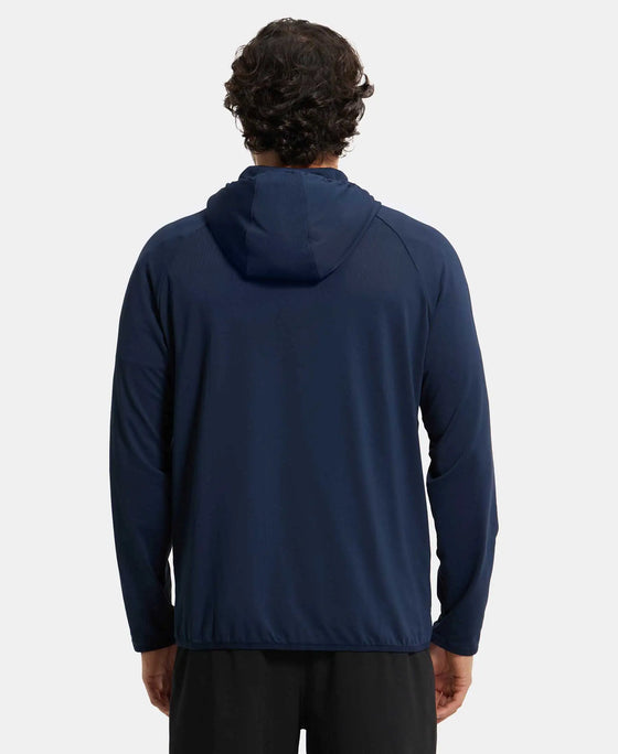 Microfiber Elastane Stretch Performance Hoodie Jacket with StayDry and StayFresh Technology - Navy-3