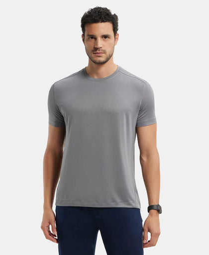 Recycled Microfiber Elastane Stretch Fabric Round Neck Half Sleeve Breathable Mesh T-Shirt - Quiet Shade-1