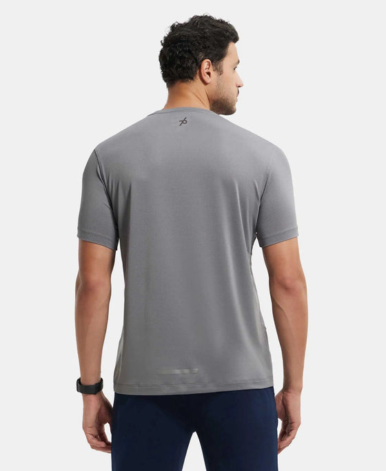 Recycled Microfiber Elastane Stretch Fabric Round Neck Half Sleeve Breathable Mesh T-Shirt - Quiet Shade-3