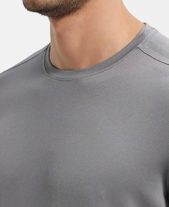 Recycled Microfiber Elastane Stretch Fabric Round Neck Half Sleeve Breathable Mesh T-Shirt - Quiet Shade-7