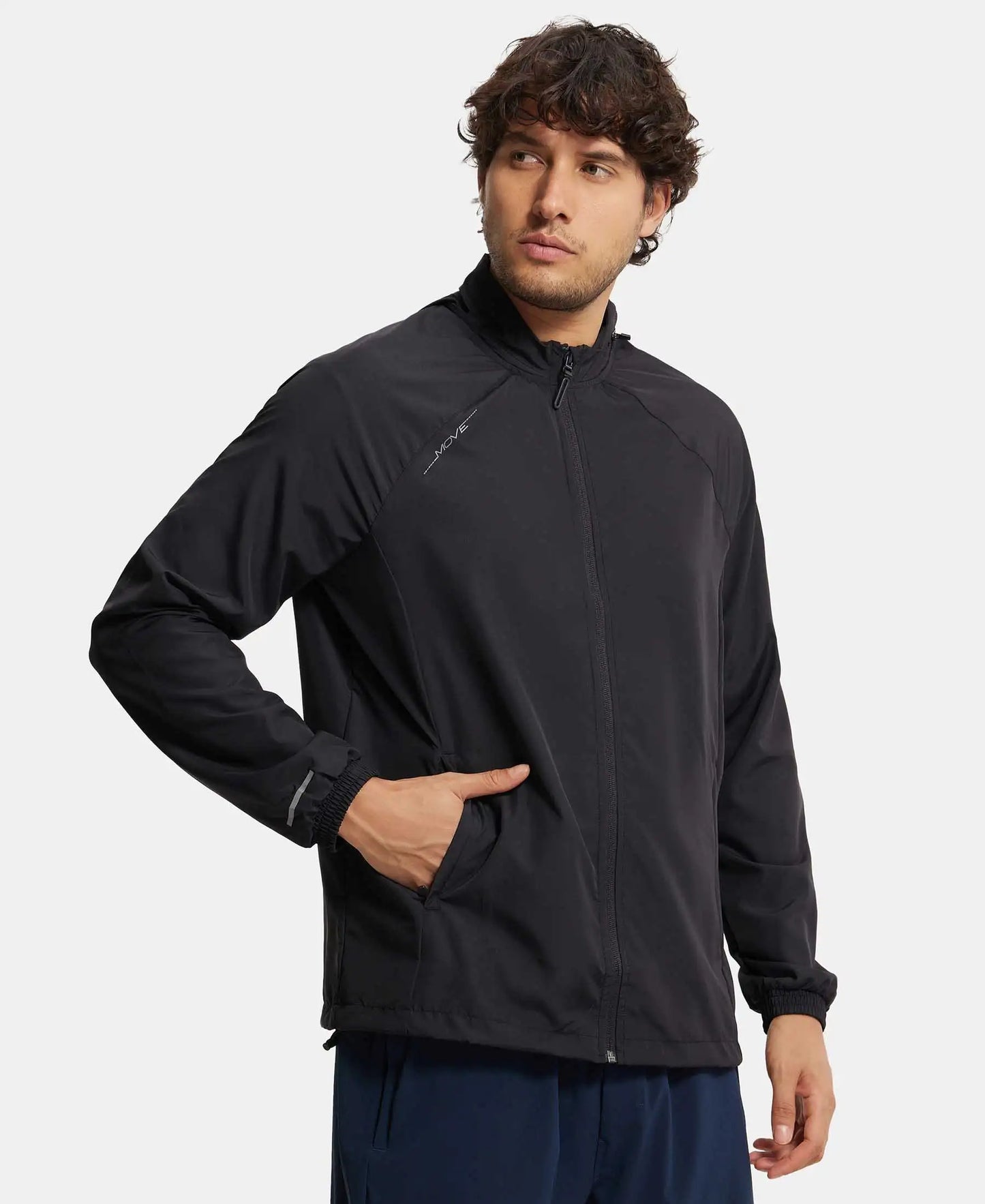 Microfiber Water Resistant Convertible Hoodie Jacket - Black-2