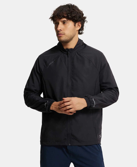 Microfiber Water Resistant Convertible Hoodie Jacket - Black-5