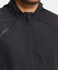 Microfiber Water Resistant Convertible Hoodie Jacket - Black-7