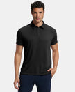 Recycled Microfiber Elastane Stretch Half Sleeve Polo T-Shirt with Breathable Mesh - Black