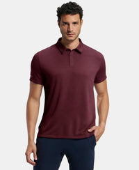 Recycled Microfiber Elastane Stretch Half Sleeve Polo T-Shirt with Breathable Mesh - Tawny Port