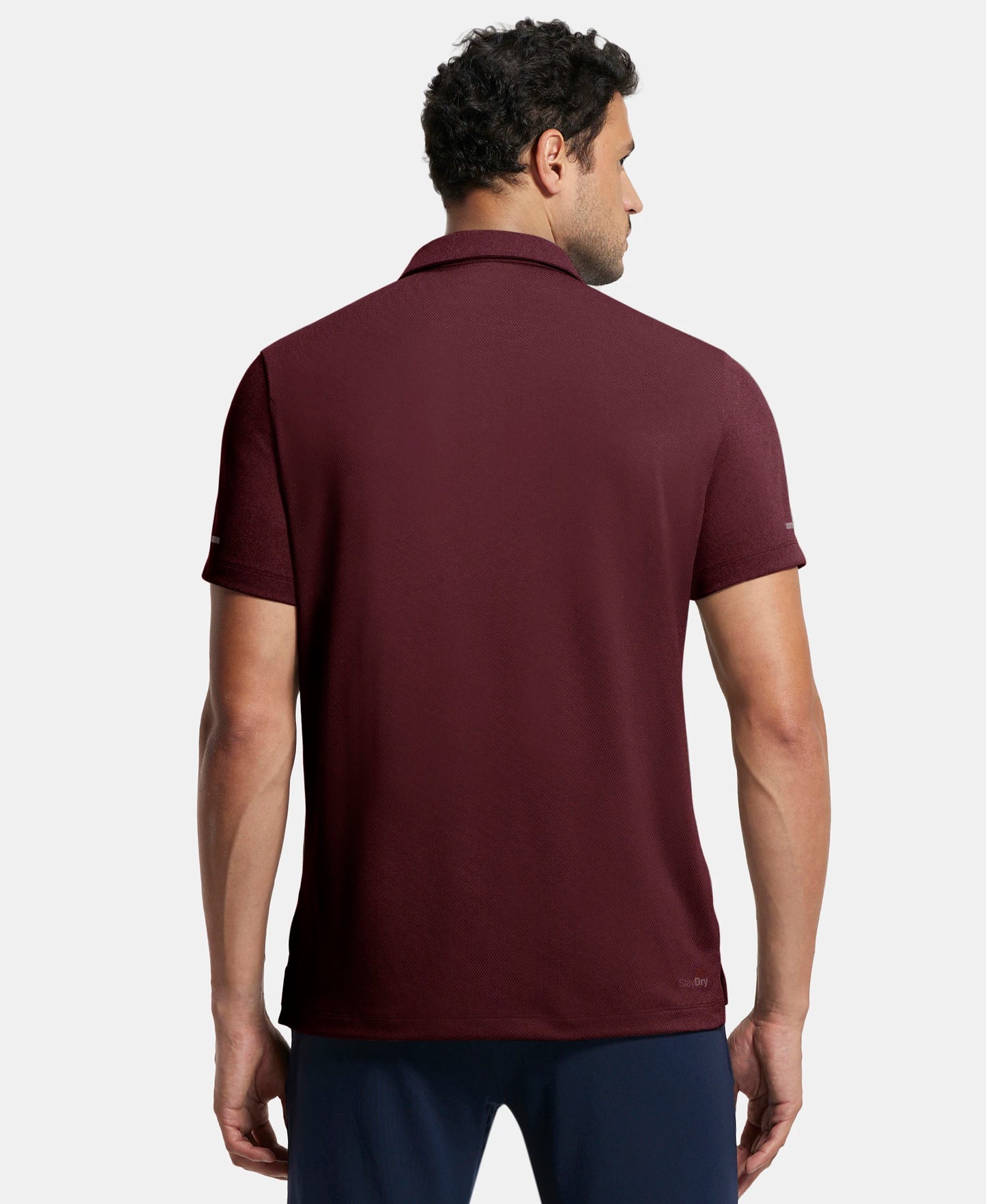 Recycled Microfiber Elastane Stretch Half Sleeve Polo T-Shirt with Breathable Mesh - Tawny Port