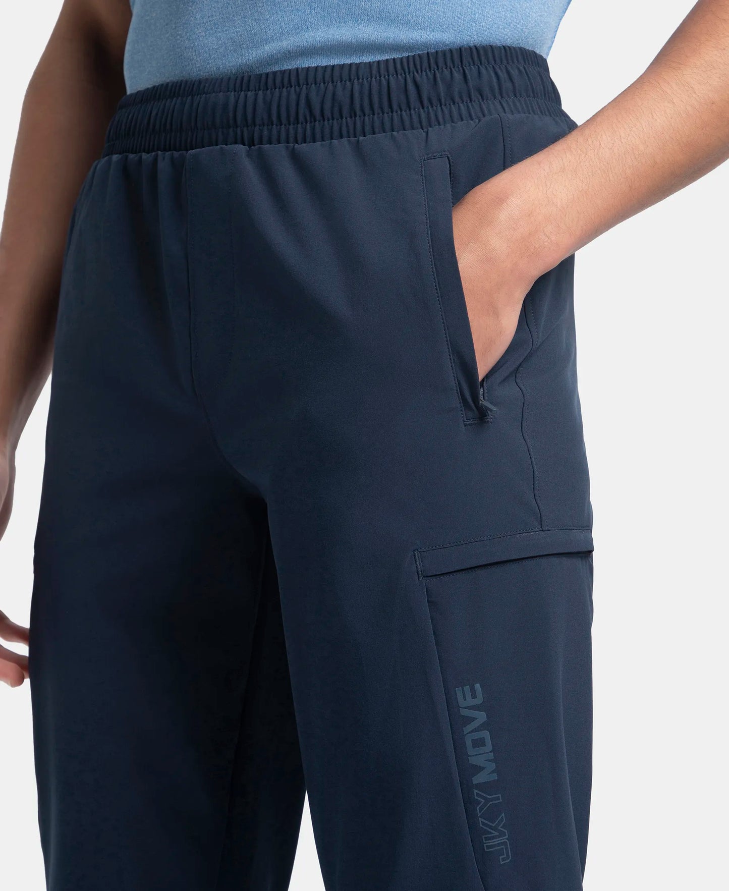 Recycled Microfiber Elastane Stretch Cargo Trackpant with StayFresh Treatment - Navy