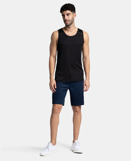 Pack of 2 Lightweight Microfiber Solid Tank Top with Breathable Mesh - Navy & Black