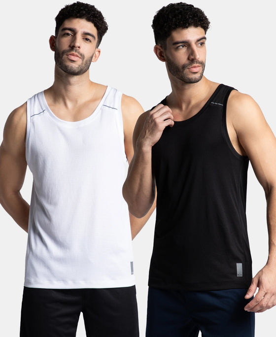 Pack of 2 Lightweight Microfiber Solid Tank Top with Breathable Mesh - Black & White