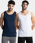 Pack of 2 Lightweight Microfiber Solid Tank Top with Breathable Mesh - White & Navy