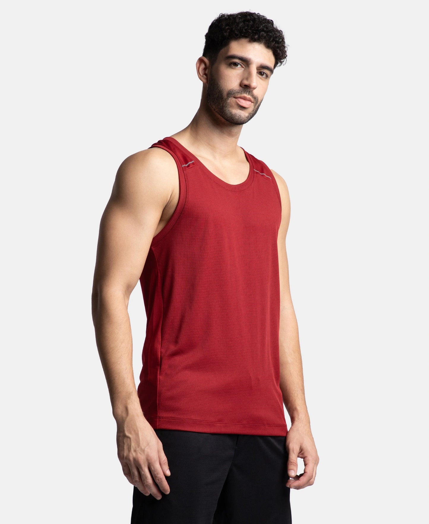 Lightweight Microfiber Solid Tank Top with Breathable Mesh - Sundried Tomato