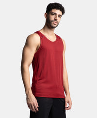 Pack of 2 Lightweight Microfiber Solid Tank Top with Breathable Mesh - Black & Sundried Tomato