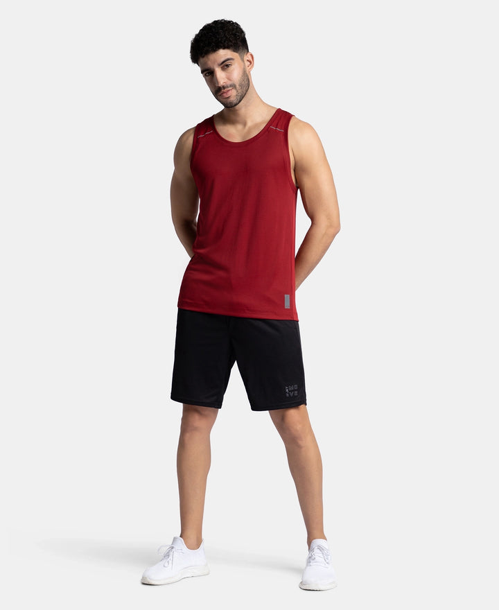 Pack of 2 Lightweight Microfiber Solid Tank Top with Breathable Mesh - Black & Sundried Tomato