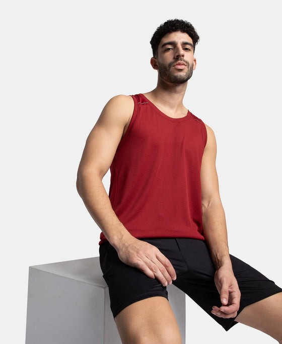 Lightweight Microfiber Solid Tank Top with Breathable Mesh - Sundried Tomato