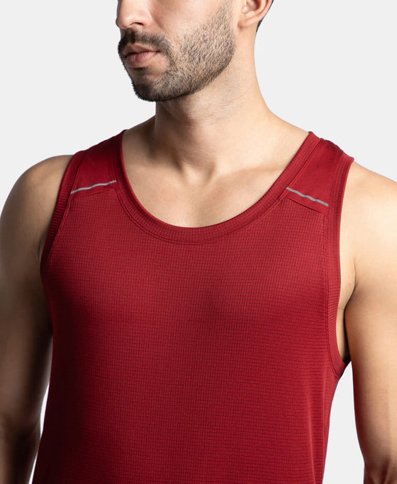 Lightweight Microfiber Solid Tank Top with Breathable Mesh - Sundried Tomato