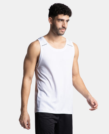 Lightweight Microfiber Solid Tank Top with Breathable Mesh - White