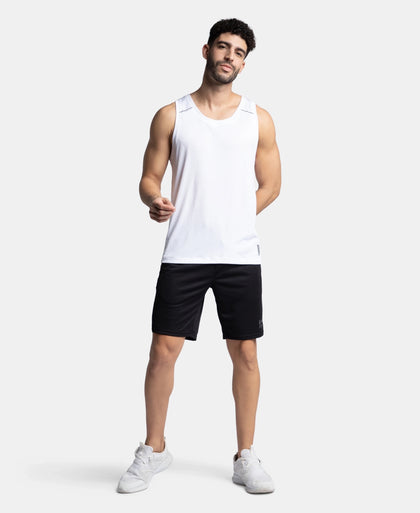 Lightweight Microfiber Solid Tank Top with Breathable Mesh - White