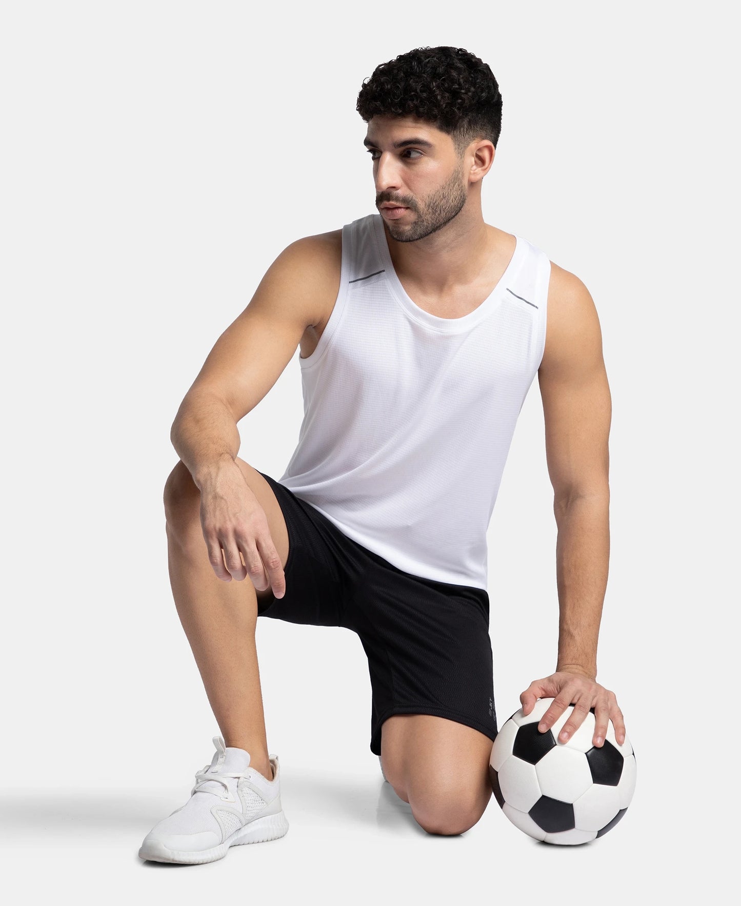 Pack of 2 Lightweight Microfiber Solid Tank Top with Breathable Mesh - Black & White