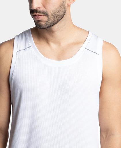 Lightweight Microfiber Solid Tank Top with Breathable Mesh - White