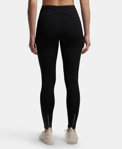 Microfiber Elastane Stretch Performance 7/8th Leggings with Broadwaistband & Back Pocket - Black